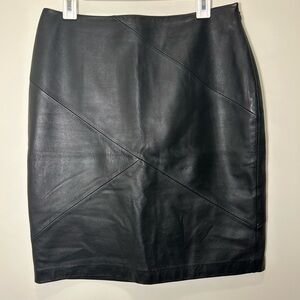 Vintage Valerie Stevens Black Leather Pencil Skirt